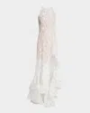 Bronx And Banco Sicilia High-low Floral Lace Gown In White