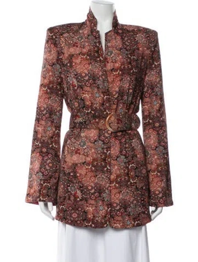 Pre-owned Bronx And Banco Silk Floral Print Jacket In Red