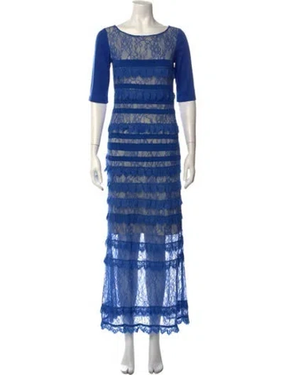 Pre-owned Bronx And Banco Silk Long Dress In Blue