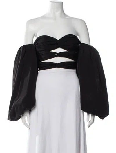 Pre-owned Bronx And Banco Silk Off-the-shoulder Top W/ Tags In Black
