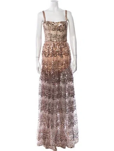 Pre-owned Bronx And Banco Square Neckline Long Dress In Neutral