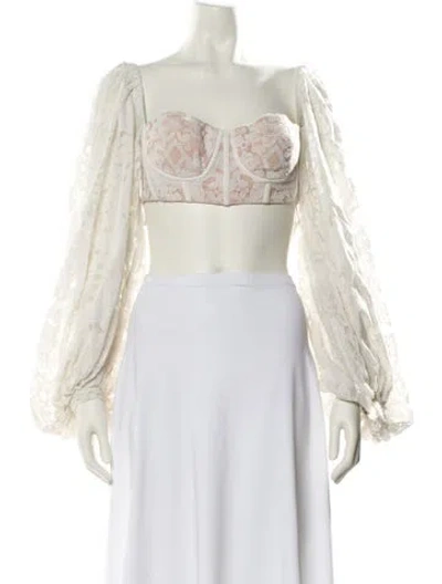 Pre-owned Bronx And Banco Square Neckline Long Sleeve Crop Top In Neutral