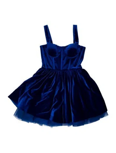 Pre-owned Bronx And Banco Square Neckline Mini Dress In Blue