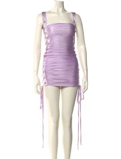 Pre-owned Bronx And Banco Square Neckline Mini Dress In Purple