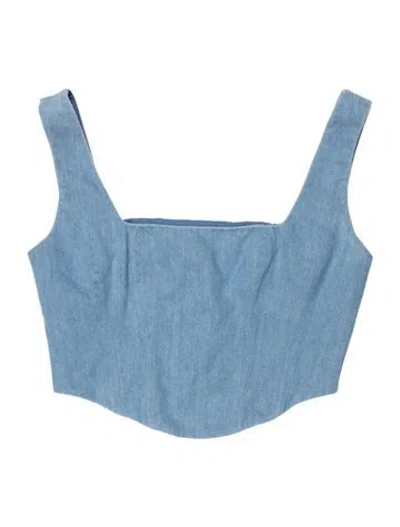 Pre-owned Bronx And Banco Square Neckline Sleeveless Crop Top In Blue
