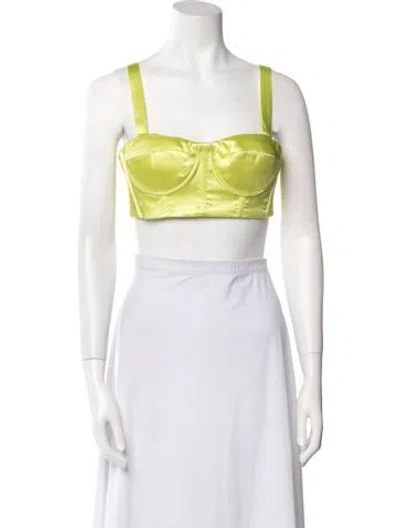 Pre-owned Bronx And Banco Square Neckline Sleeveless Crop Top In Green