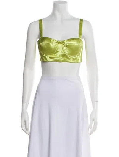 Pre-owned Bronx And Banco Square Neckline Sleeveless Crop Top In Green