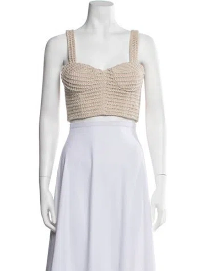 Pre-owned Bronx And Banco Square Neckline Sleeveless Crop Top In Neutrals
