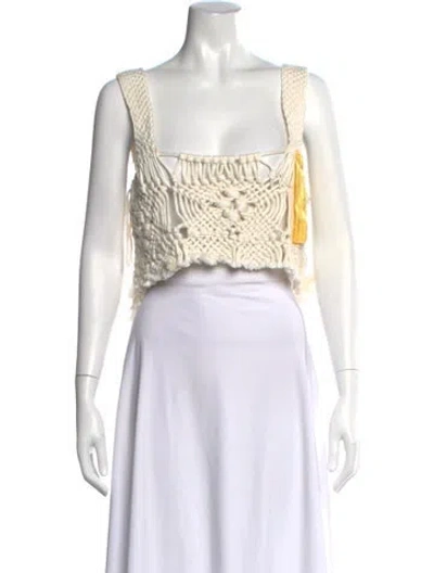 Pre-owned Bronx And Banco Square Neckline Sleeveless Crop Top W/ Tags In Neutrals