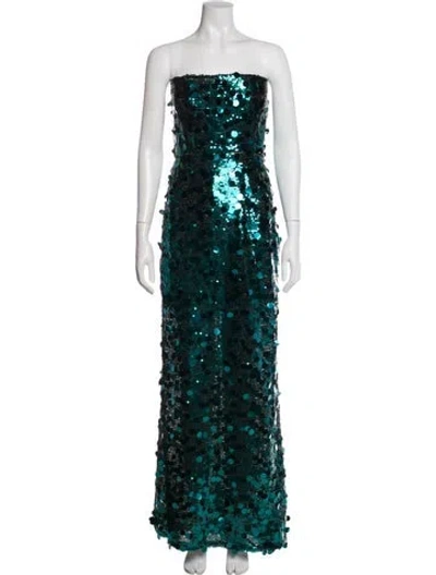 Pre-owned Bronx And Banco Strapless Long Dress In Green