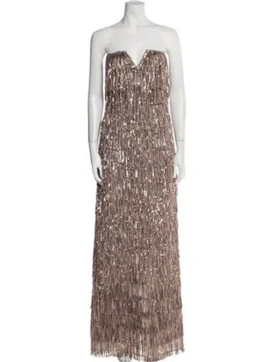 Pre-owned Bronx And Banco Strapless Long Dress In Neutral