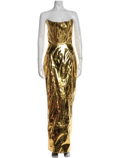 Pre-owned Bronx And Banco Strapless Long Dress In Yellow