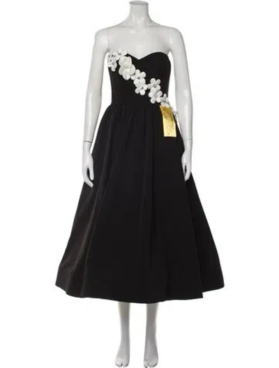 Pre-owned Bronx And Banco Strapless Midi Length Dress In Black