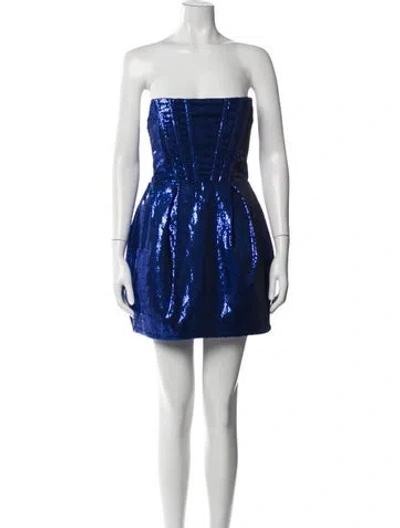 Pre-owned Bronx And Banco Strapless Mini Dress In Blue