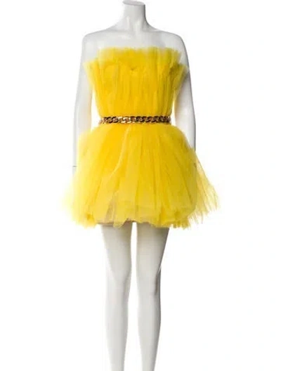 Pre-owned Bronx And Banco Strapless Mini Dress In Yellow
