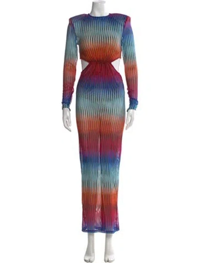 Pre-owned Bronx And Banco Striped Long Dress In Blue
