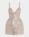 Bronx And Banco Tessa Deep V-neck Sequin Mini Dress In Neutral