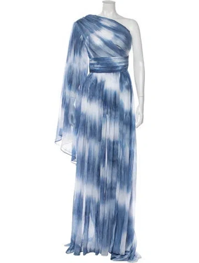Pre-owned Bronx And Banco Tie-dye Print Long Dress W/ Tags In Blue