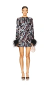 Bronx And Banco Tokyo Feather Mini Dress In Multi