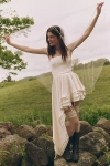 Bronx And Banco Tulum Strapless Asymmetric Ruffle Dress In Neutral