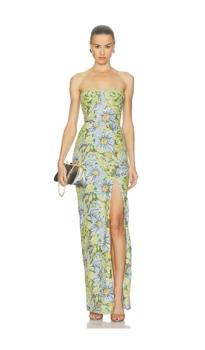 Bronx And Banco Valentina Pailette Veronica Maxi Dress With Slit In Multi