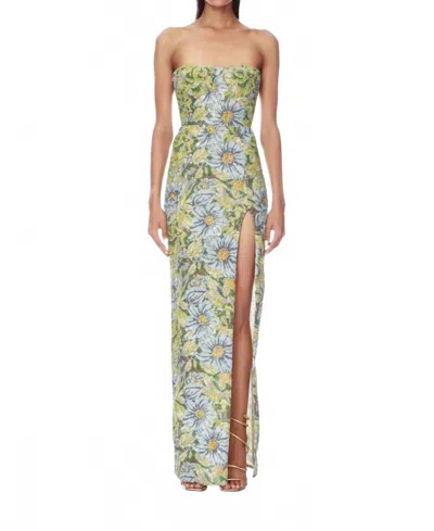 Bronx And Banco Valentina Strapless Maxi Dress In Yellow Multi