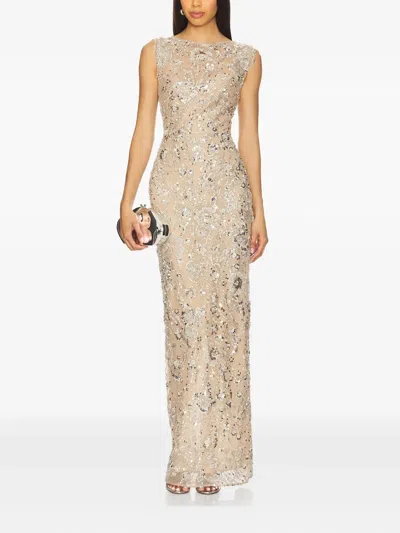 BRONX AND BANCO VIOLET SEQUIN-EMBELLISHED MAXI DRESS