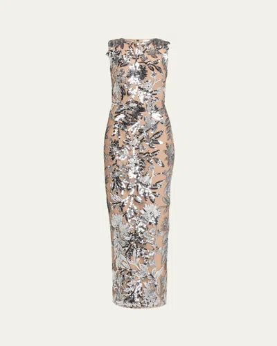 Bronx And Banco Violet Silver Sequin Maxi Dress
