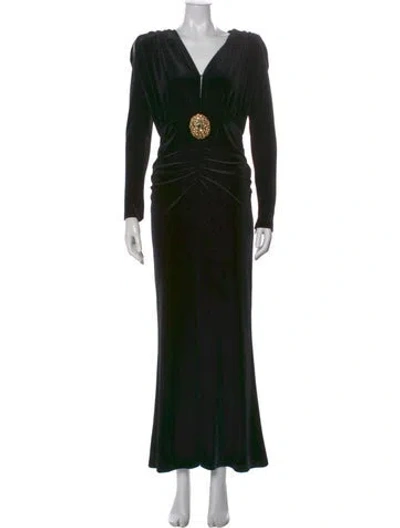 Pre-owned Bronx And Banco V-neck Long Dress In Black