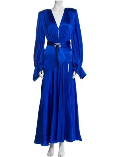 Pre-owned Bronx And Banco V-neck Long Dress In Blue