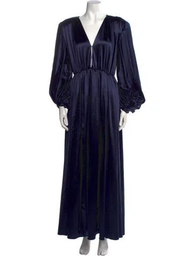 Pre-owned Bronx And Banco V-neck Long Dress In Blue