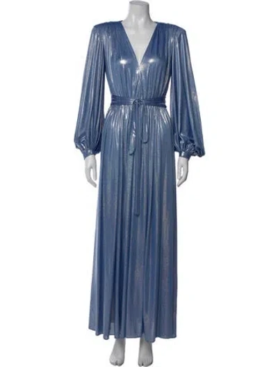 Pre-owned Bronx And Banco V-neck Long Dress In Blue
