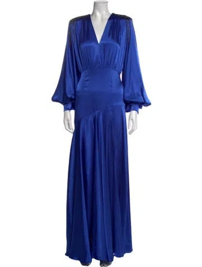 Pre-owned Bronx And Banco V-neck Long Dress In Blue