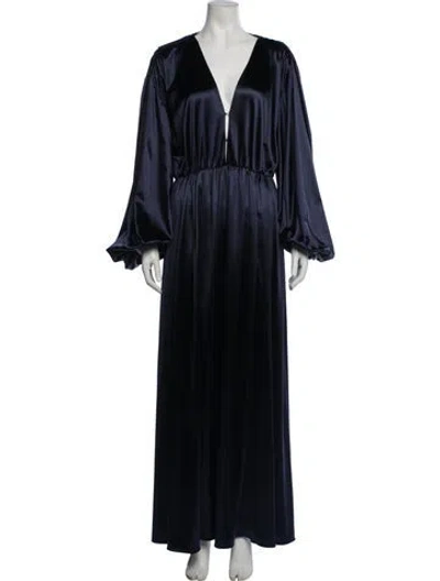 Pre-owned Bronx And Banco V-neck Long Dress In Blue