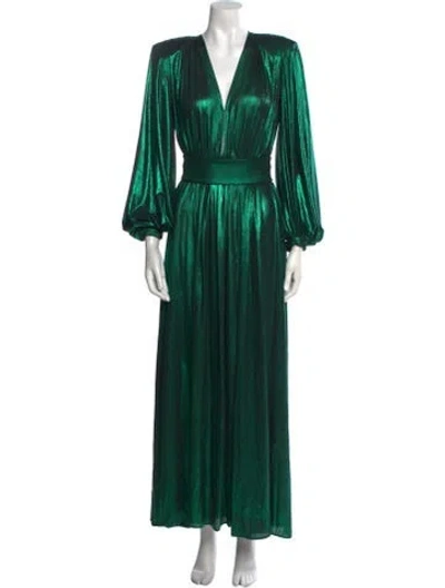 Pre-owned Bronx And Banco V-neck Long Dress In Green