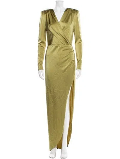 Pre-owned Bronx And Banco V-neck Long Dress In Green