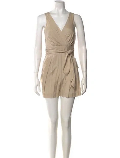Pre-owned Bronx And Banco V-neck Long Dress In Neutral