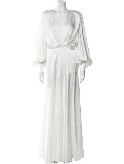 Pre-owned Bronx And Banco V-neck Long Dress In White