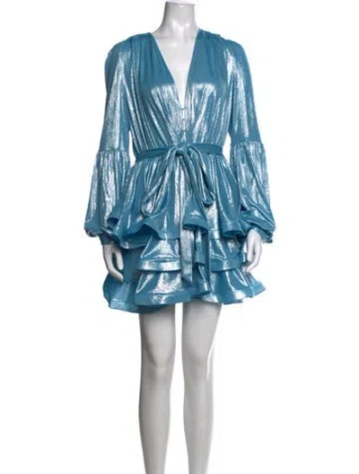 Pre-owned Bronx And Banco V-neck Mini Dress In Blue