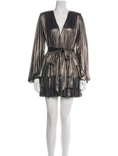 Pre-owned Bronx And Banco V-neck Mini Dress In Brown/metallic