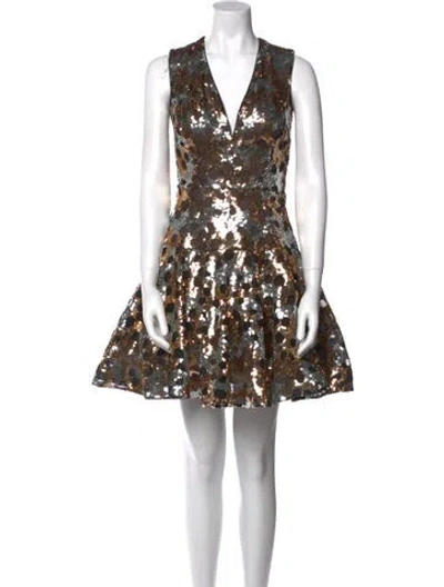 Pre-owned Bronx And Banco V-neck Mini Dress In Neutral