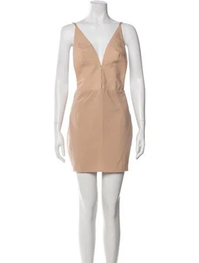 Pre-owned Bronx And Banco V-neck Mini Dress In Neutral