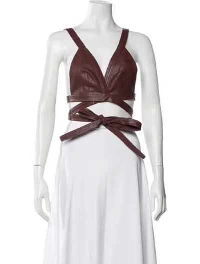 Pre-owned Bronx And Banco V-neck Sleeveless Crop Top In Burgundy