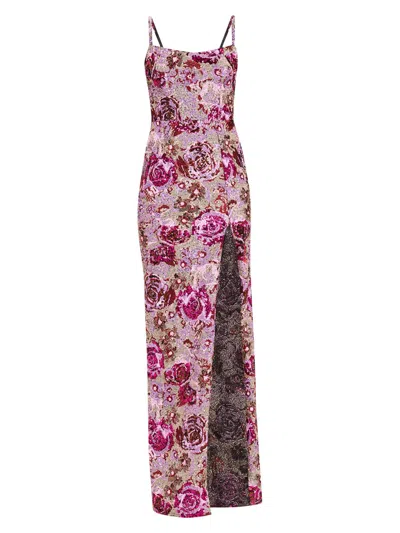 Bronx And Banco Women's Allegra Floral Sequin Maxi Dress In Pink