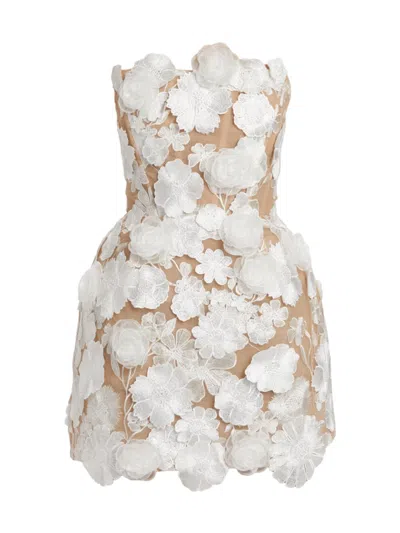 Bronx And Banco Jasmine Maraya Embroidered Strapless Mini Dress In White