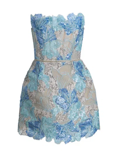 Bronx And Banco Jasmine Maraya Strapless Mini Dress In Blue