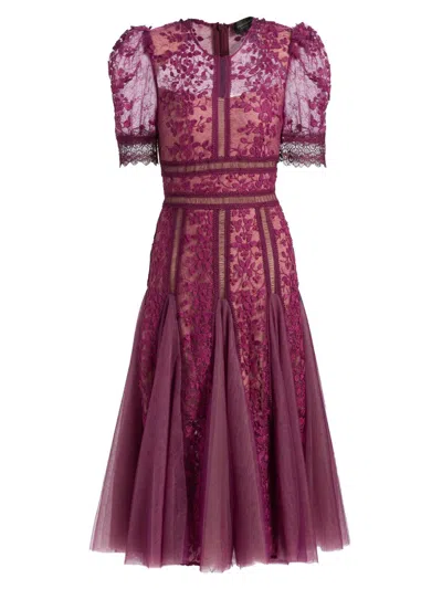 Bronx And Banco Women's Megan Lace & Tulle Midi-dress In Purple