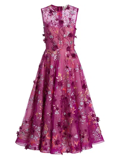Bronx And Banco Women's Saba Floral-embroidered Maxi Dress In Burgundy