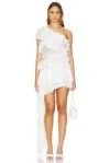 Bronx And Banco Tasmin One-shoulder Embroidered Mini Dress In White
