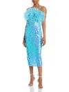 BRONX AND BANCO WOMENS FEATHER TRIM LONG COCKTAIL AND PARTY DRESS